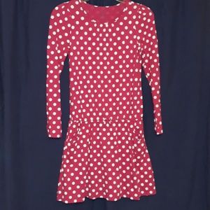 Lands end dark pink polka dot dress